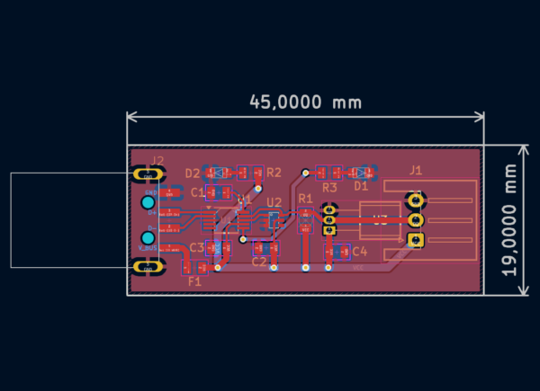 USB Thermometer Module dimensions